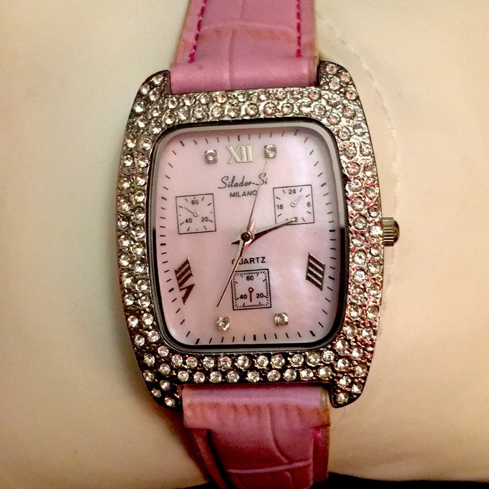 Pink and rhinestone Milano Quartz watch